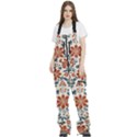 Retro Scandinavian Nordic Flowers Pattern 3 Women s Front Zip Ski And Snowboard Bib Pants View1