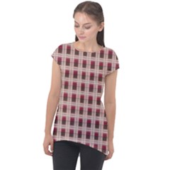Retro 60s 50s Plaid Pattern 2 Cap Sleeve High Low Top by violetheavensky