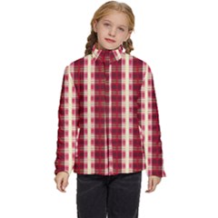 Retro 60s 50s Plaid Pattern 4 Kids  Puffer Bubble Jacket Coat by violetheavensky
