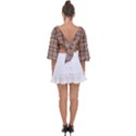 Retro 60s 50s Plaid Pattern 3 Tie Back Butterfly Sleeve Chiffon Top View2