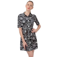 Gothic Leaf Pattern 3 Belted Shirt Dress by violetheavensky