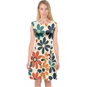 Retro Scandinavian Nordic Flowers Pattern 2 Capsleeve Midi Dress View1