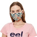 Retro Scandinavian Nordic Flowers Pattern 2 Crease Cloth Face Mask (Adult) View1