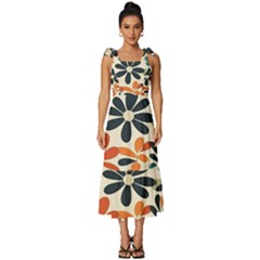 Retro Scandinavian Nordic Flowers Pattern 2 Tie-strap Tiered Midi Chiffon Dress by violetheavensky