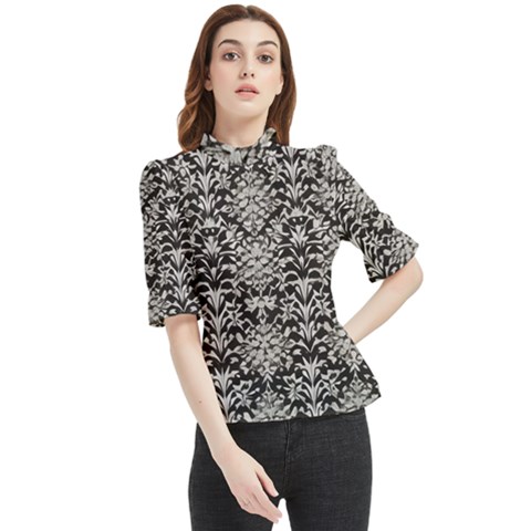 Gothic Leaf Pattern 4 Frill Neck Blouse by violetheavensky
