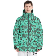 Mid Century Retro Floral 1970s 1960s Pattern 102 Men s Multi Pockets Zip Ski And Snowboard Waterproof Breathable Jacket by violetheavensky