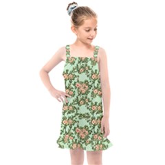 Retro 1880s Flowers Pattern 5 Kids  Overall Dress by violetheavensky