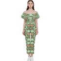 Retro 1880s Flowers Pattern 5 Bardot Ruffle Jumpsuit View1