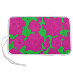 Mid Century Retro Floral 1970s 1960s Pattern 98 Pen Storage Case (l) by violetheavensky
