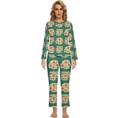 Retro 1880s Flowers Pattern 6 Womens  Long Sleeve Lightweight Pajamas Set by violetheavensky