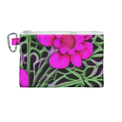 Mid Century Retro Floral 1970s 1960s Pattern 99 Canvas Cosmetic Bag (medium) by violetheavensky
