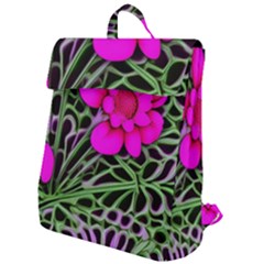 Mid Century Retro Floral 1970s 1960s Pattern 99 Flap Top Backpack by violetheavensky