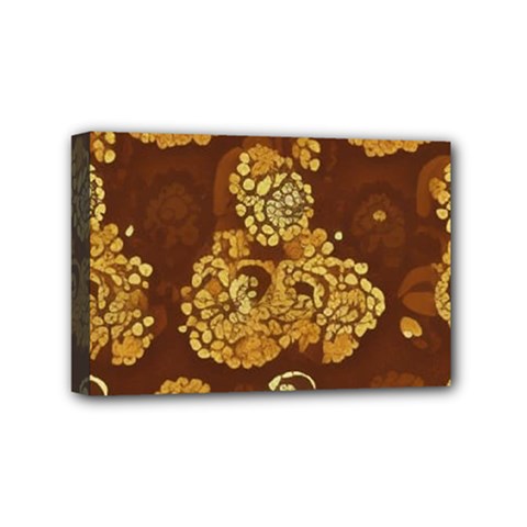 Mid Century Retro Floral 1970s 1960s Pattern 95 Mini Canvas 6  X 4  (stretched) by violetheavensky