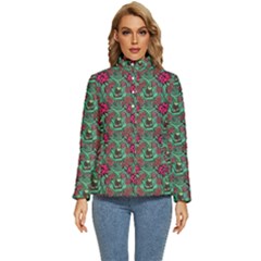 Retro 1880s Flowers Pattern 3 Women s Puffer Bubble Jacket Coat by violetheavensky