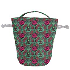 Retro 1880s Flowers Pattern 3 Drawstring Bucket Bag by violetheavensky