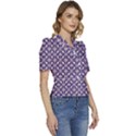Royal Fractal Pattern 4 Puffed Short Sleeve Button Up Jacket View3