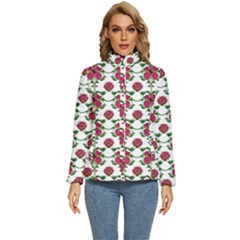 Retro 1880s Flowers Pattern 2 Women s Puffer Bubble Jacket Coat by violetheavensky