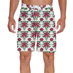 Retro 1880s Flowers Pattern 2 Men s Beach Shorts by violetheavensky