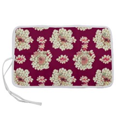 Retro 1880s Flowers Pattern Pen Storage Case (m) by violetheavensky