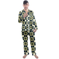 Royal Fractal Pattern Men s Long Sleeve Satin Pajamas Set by violetheavensky
