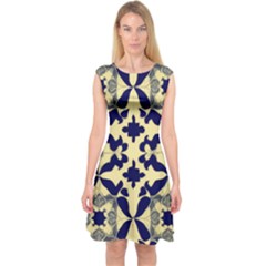 Royal Fractal Pattern 3 Capsleeve Midi Dress by violetheavensky