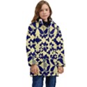 Royal Fractal Pattern 3 Kids  Hooded Longline Puffer Jacket View1