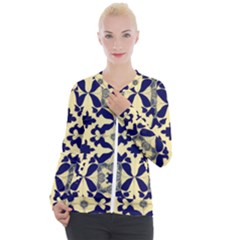 Royal Fractal Pattern 3 Casual Zip Up Jacket by violetheavensky