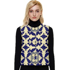 Royal Fractal Pattern 3 Women s Button Up Puffer Vest by violetheavensky