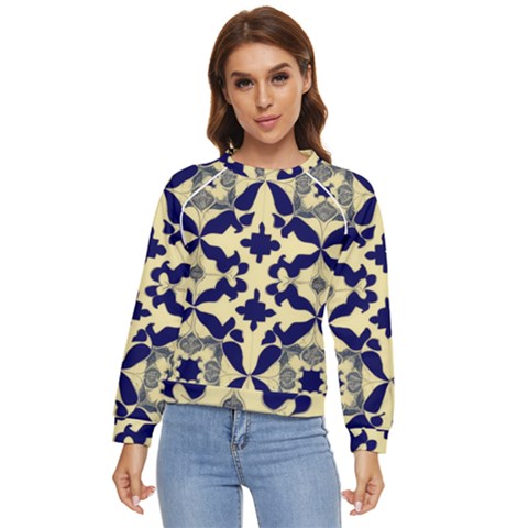 Royal Fractal Pattern 3 Women s Long Sleeve Raglan T-shirt by violetheavensky