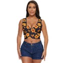 Retro 40s 50s Flowers Pattern Halloween Women s Sleeveless Wrap Top View1
