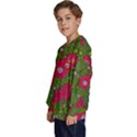 Mid Century Retro Floral 1970s 1960s Pattern 88 Kids  Crewneck Sweatshirt View2