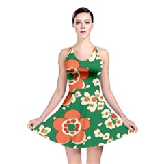 Mid Century Retro Floral 1970s 1960s Pattern 94 Reversible Skater Dress by violetheavensky