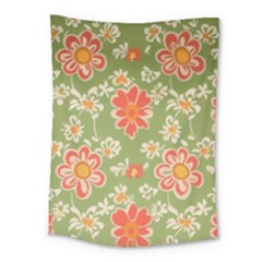 Retro 40s 50s Mexico Flowers Pattern 3 Medium Tapestry by violetheavensky