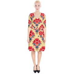 Retro 40s 50s Mexico Flowers Pattern 4 Wrap Up Cocktail Dress by violetheavensky