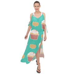 Retro 40s 50s Cupcake Pattern 3 Maxi Chiffon Cover Up Dress by violetheavensky