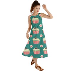 Retro 40s 50s Cupcake Pattern 2 Summer Maxi Dress by violetheavensky
