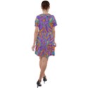 Mid Century Retro Floral 1970s 1960s Pattern 75 Short Sleeve Shoulder Cut Out Dress  View2