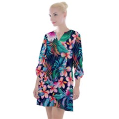 Hawaiian Flowers Hawaii Open Neck Shift Dress by Cemarart