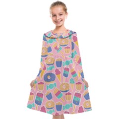 Ice Cream Donut Sweets Candie Kids  Midi Sailor Dress by Apenda