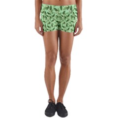 Leaves Pattern Texture Seamless Yoga Shorts by Hannah976