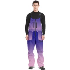 Navy Blue To Cotton Candy Pink Linear Gradient Men s Front Zip Ski And Snowboard Bib Pants by GradientsOmbre