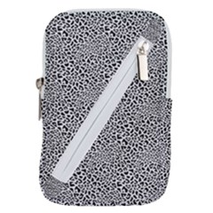 Black White Leopard Belt Pouch Bag (large) by DinkovaArt