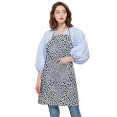Black White Leopard Pocket Apron by DinkovaArt