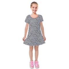 Black White Leopard Kids  Short Sleeve Velvet Dress by DinkovaArt