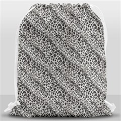 Silver Leopard Drawstring Bag (large) by DinkovaArt
