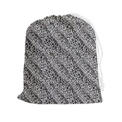 Silver Leopard Drawstring Pouch (2xl) by DinkovaArt