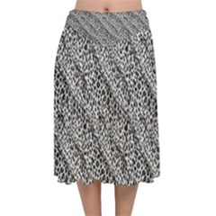 Silver Leopard Velvet Flared Midi Skirt by DinkovaArt