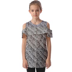 Silver Leopard Fold Over Open Sleeve Top by DinkovaArt