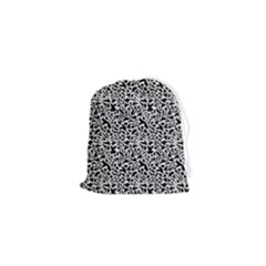Black White Giraffe Pattern Drawstring Pouch (xs) by DinkovaArt