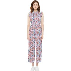 Floral Mix Women s Frill Top Chiffon Jumpsuit by DinkovaArt